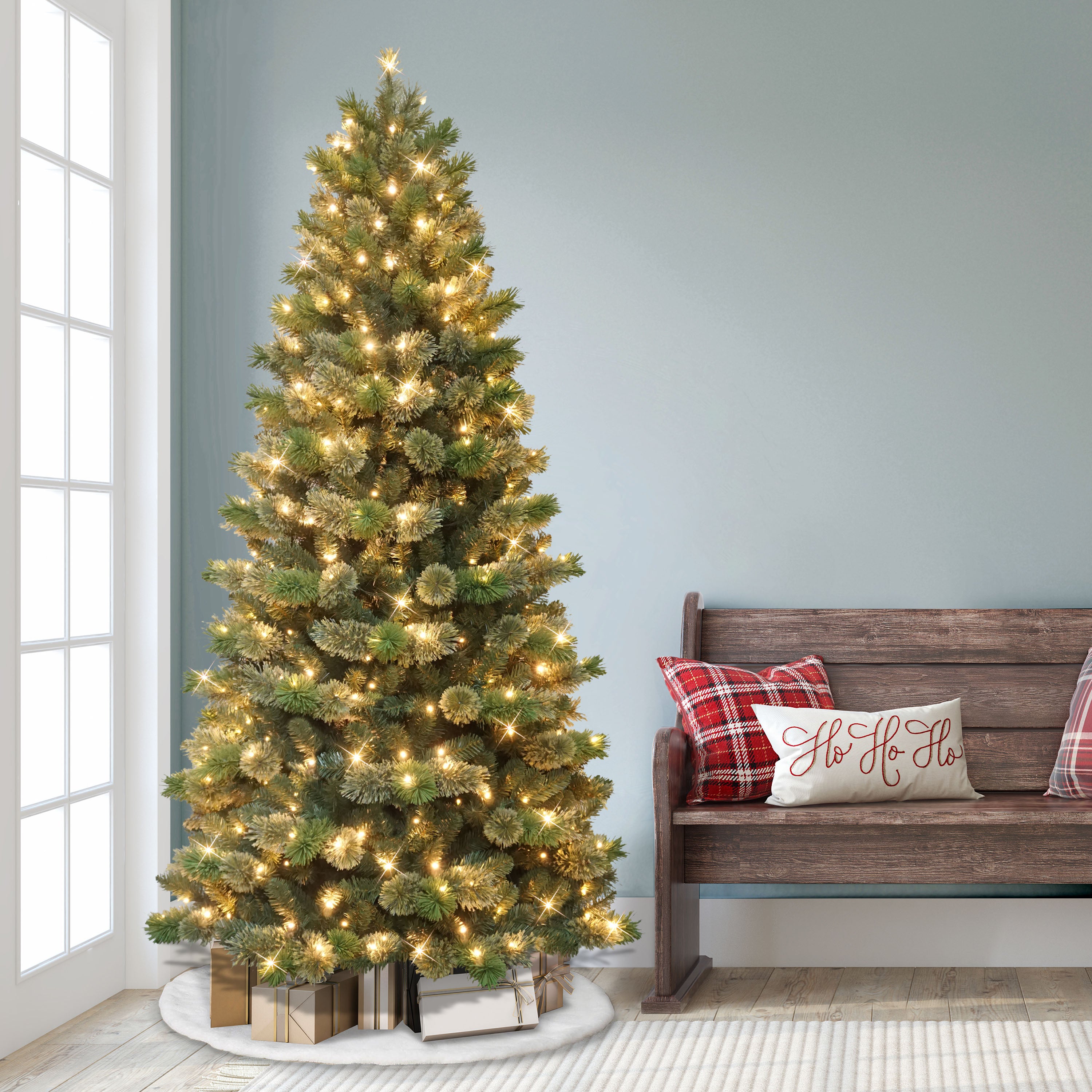 7.5' Pre-Lit Slim Oklahoma Pine Tree